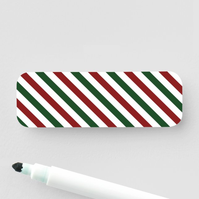 Customisable Christmas Stripes Name Tag (In Situ)