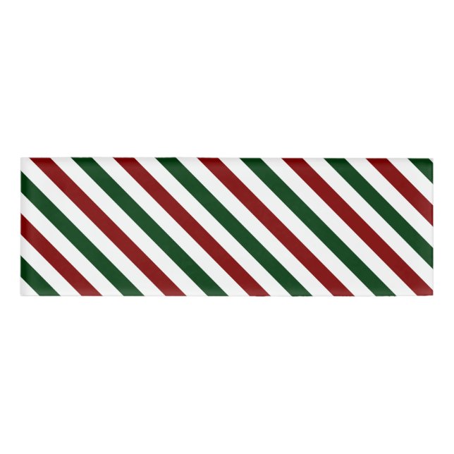 Customisable Christmas Stripes Name Tag (Front)