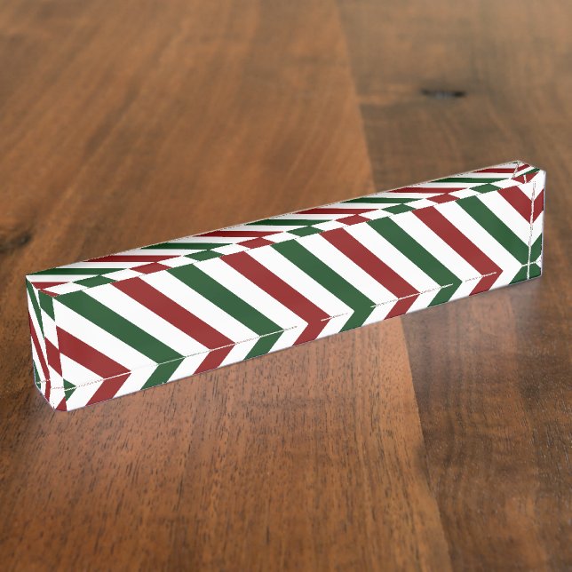 Customisable Christmas Stripes Nameplate (Side)