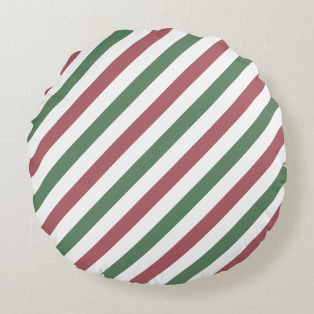 Customisable Christmas Stripes Round Cushion (Front)