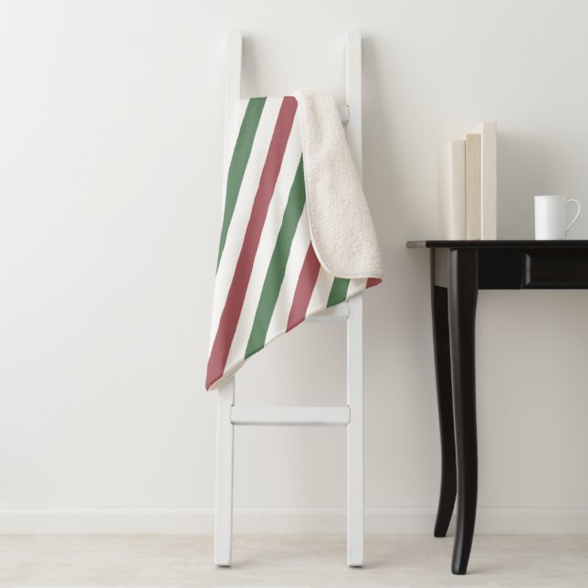 Customisable Christmas Stripes Sherpa Blanket (In Situ)