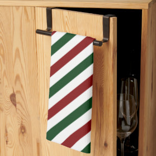 Customisable Christmas Stripes Tea Towel