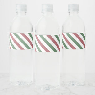 Customisable Christmas Stripes Water Bottle Label