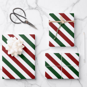 Customisable Christmas Stripes Wrapping Paper Sheet