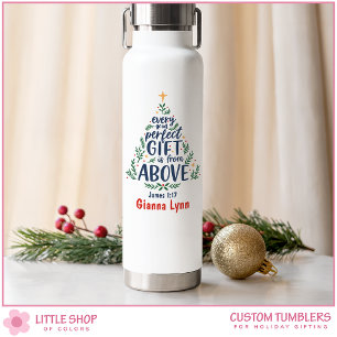 Customisable Christmas Tree Bible Verse Water Bottle