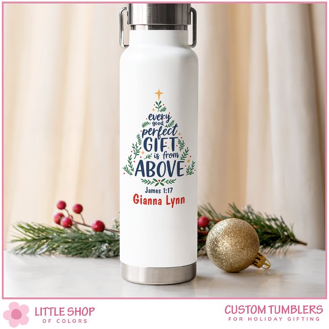 Customisable Christmas Tree Bible Verse Water Bottle (Creator Uploaded)