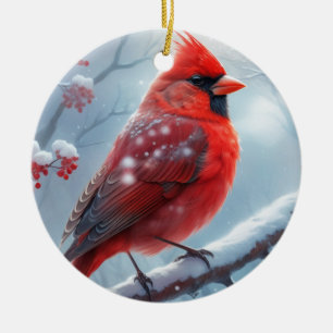 Customisable Christmas Winter Cardinal Ornaments, Ceramic Tree Decoration