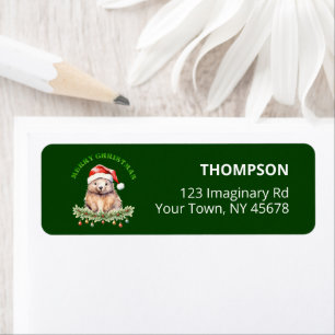 Customisable Christmas Wombat Green Return Label