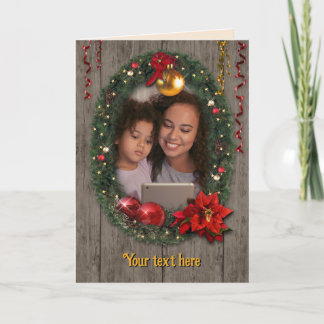 Customisable Christmas Wreath Holiday Card