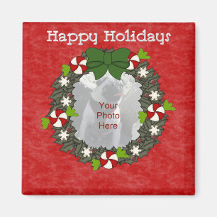 Customisable Christmas Wreath  Photo Magnets