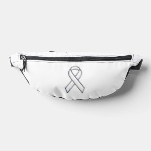 Customisable Chrome Like White Ribbon Awareness Bum Bags