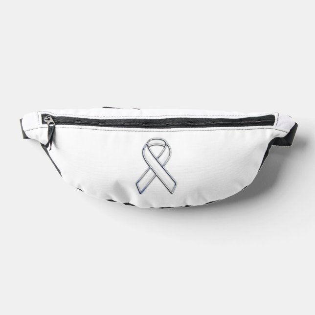 Customisable Chrome Like White Ribbon Awareness Bum Bags (Lay Down)