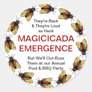 Customisable Cicada / Magicicada Emergence Party Classic Round Sticker