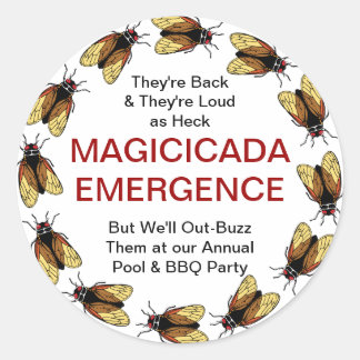 Customisable Cicada / Magicicada Emergence Party Classic Round Sticker
