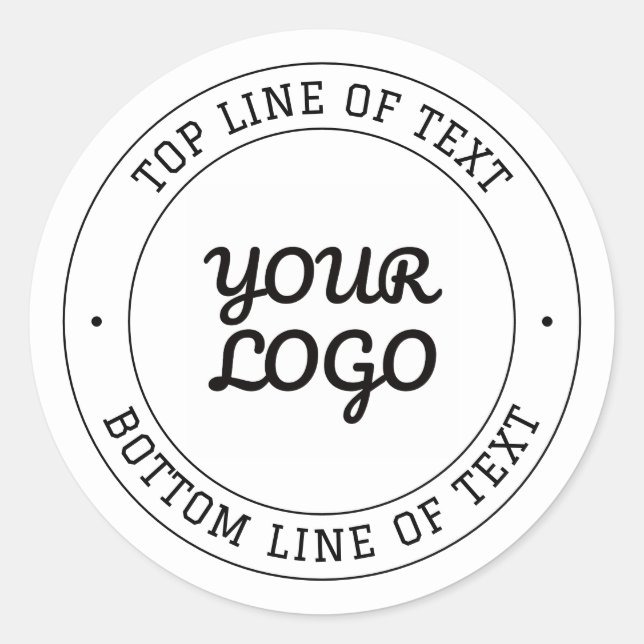 Customisable Circular Text & Logo Replacement Classic Round Sticker (Front)