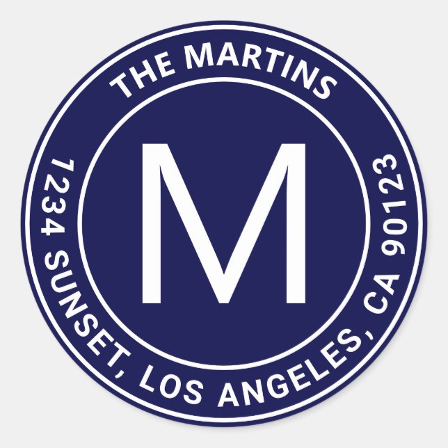 Customisable Circular Text Return Address Classic  Round Sticker (Front)