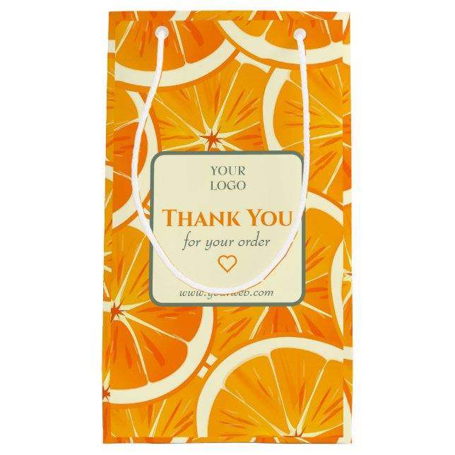 Customisable Citrus Business Thank You  Small Gift Bag (Front)