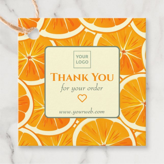Customisable Citrus Business Thank You Tag (Front)