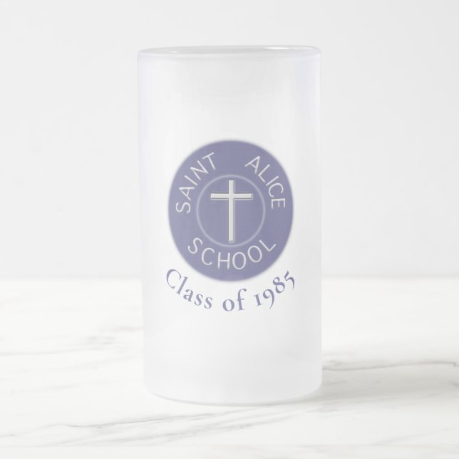 Customisable Class of Saint Alice Trad Patch  Frosted Glass Beer Mug (Center)