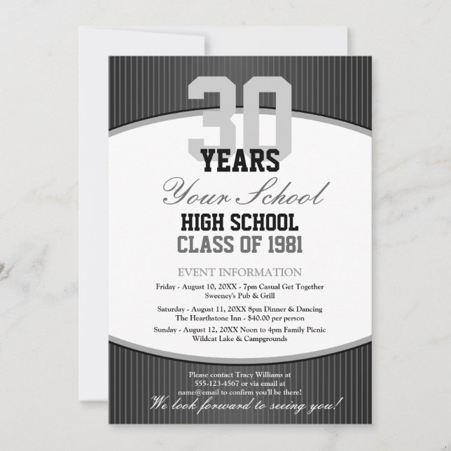 Customisable Class Reunion Invitation (Front)