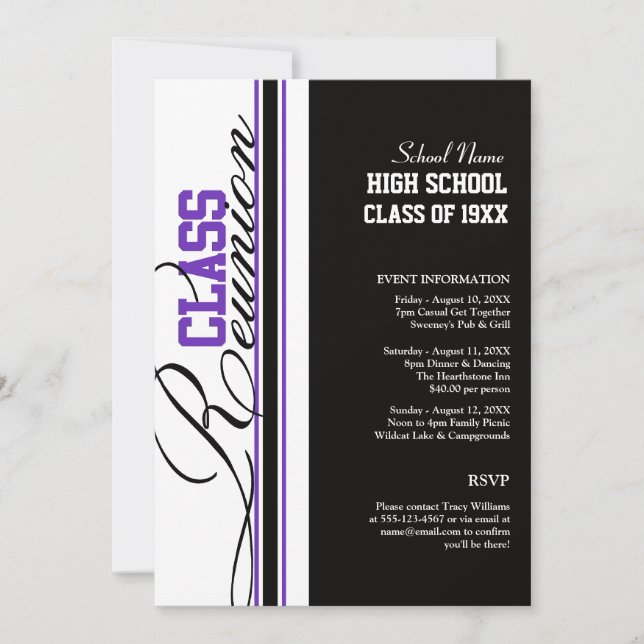 Customisable Class Reunion Invitations (Front)