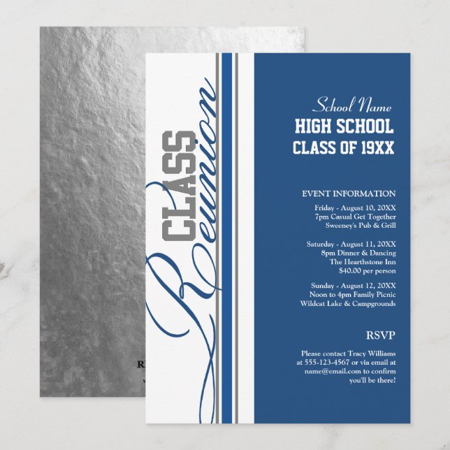 Customisable Class Reunion Invitations (Front/Back)
