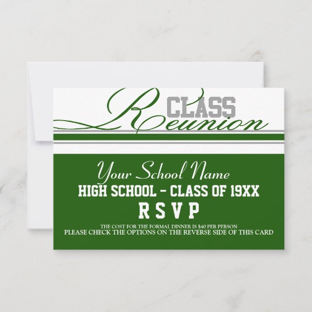 Customisable Class Reunion RSVP Card (Front)
