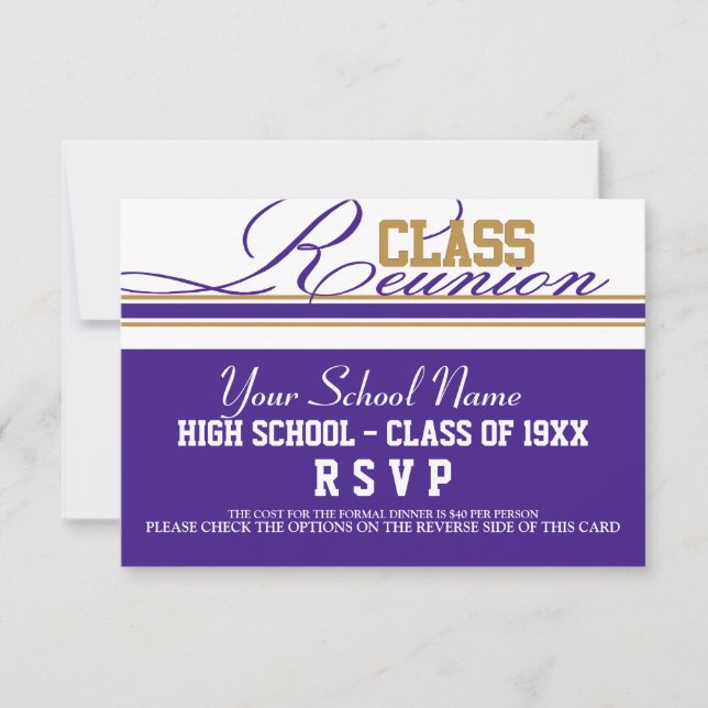 Customisable Class Reunion RSVP Card (Front)