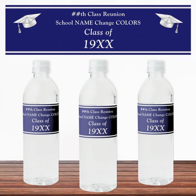 Customisable, Class Reunion Water Bottle Labels (Class reunion water bottle labels. Customizable water bottle labels. Class reunion party supplies. )
