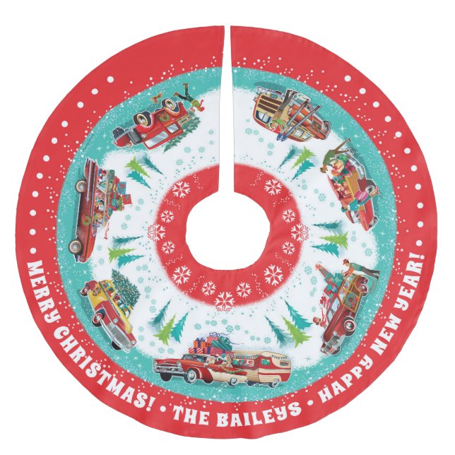 Customisable Classic Cars Brushed Polyester Tree Skirt (Front)
