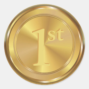 Customisable Classic Gold Medal. Classic Round Sticker