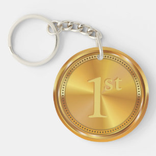 Customisable Classic Gold Medal. Key Ring