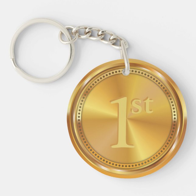 Customisable Classic Gold Medal. Key Ring (Front)