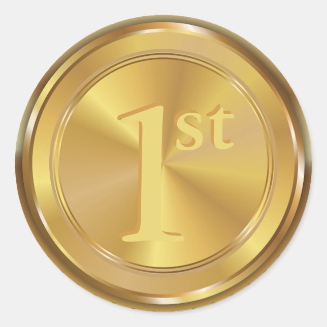 Customisable Classic Gold Medal. Round Sticker (Front)