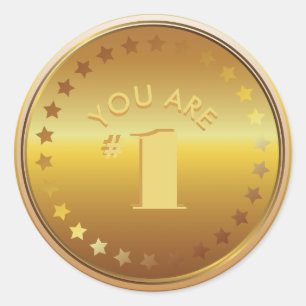 Customisable Classic Gold Medal. You are Number 1! Classic Round Sticker