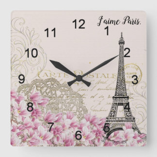 Customisable Classic Paris Motif Square Wall Clock