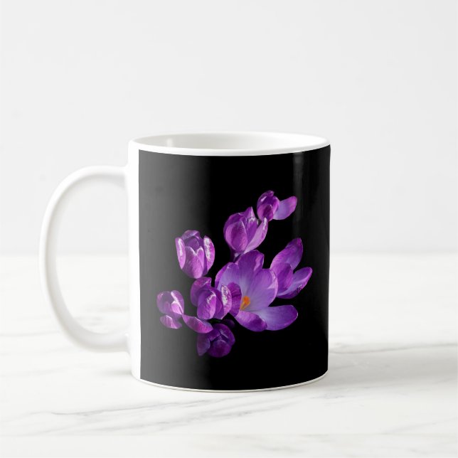 Customisable Classy Witch purple flowers black Coffee Mug (Left)