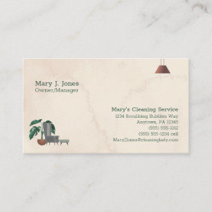 Customisable Cleaning Service Home Eight Line Business Card