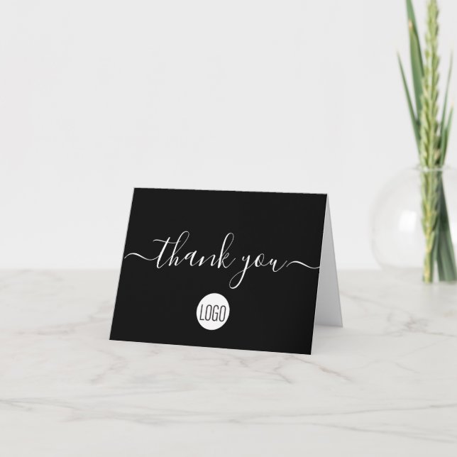 Customisable client Appreciation Black White Chic Thank You Card (Front)