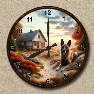 Customisable Clock with a Belgian Malinois