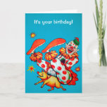 Customisable Clown Riding Pig Greeting Card<br><div class="desc">Customisable creepy clown greeting card.  Custom restored,  high quality vintage clown image.</div>