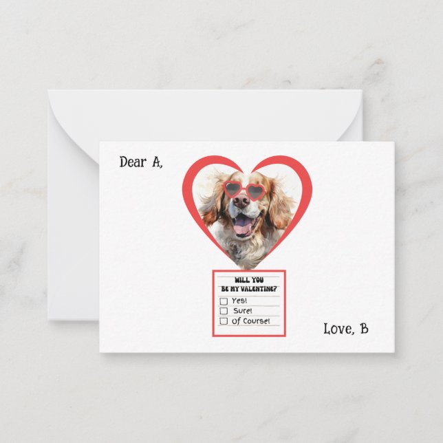 Customisable Clumber Spaniel Dog Valentine Card (Front)