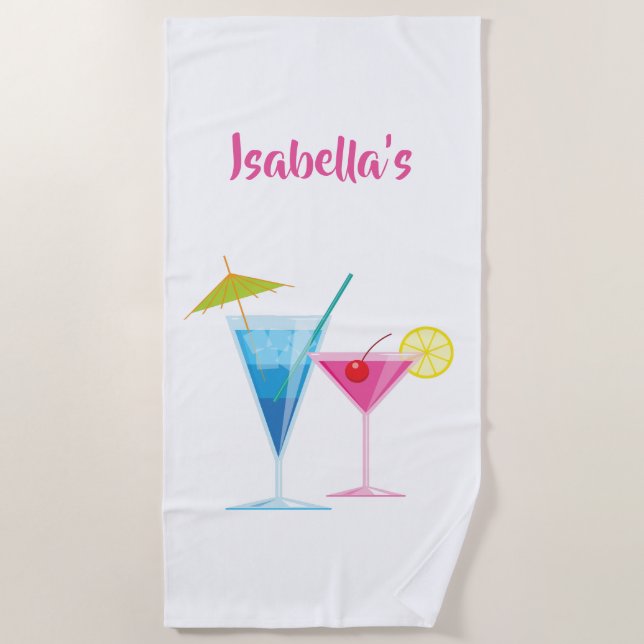 Customisable Cocktail Beach Towel (Front)