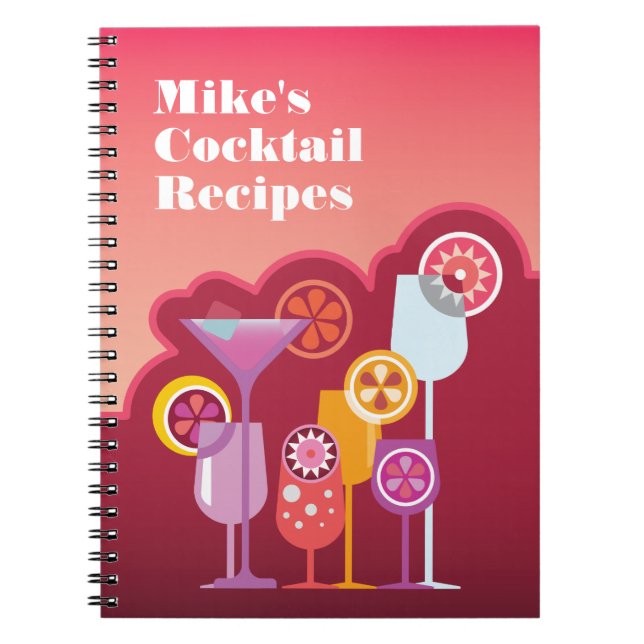 Customisable Cocktail Recipes Notebook (Front)