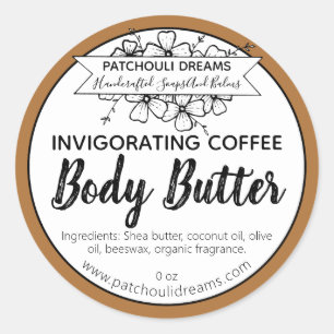 Customisable Coffee Body Butter Label Handmade