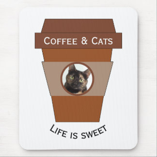 Customisable Coffee & Cats - Life is Sweet Mouse Mat