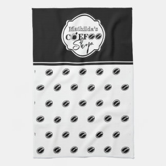 Customisable coffee shop logo for business Black Tea Towel