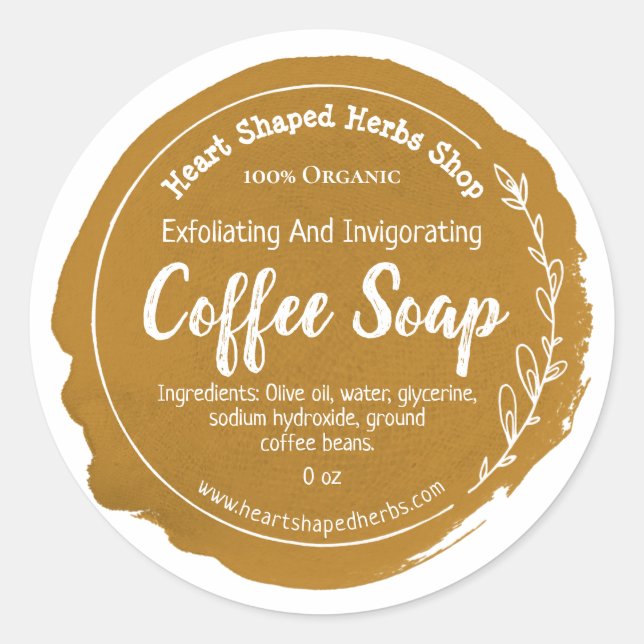 Customisable Coffee Soap Label Handmade (Front)