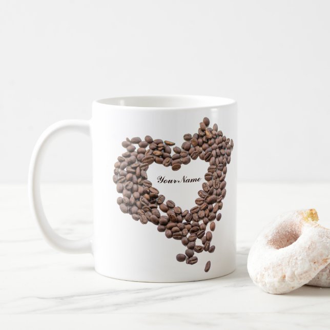 Customisable Coffeeholic mug coffee beans love! (With Donut)