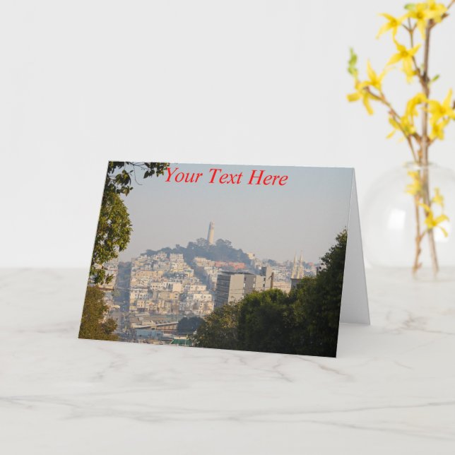 Customisable Coit Tower, San Fancisco, California Card (Yellow Flower)